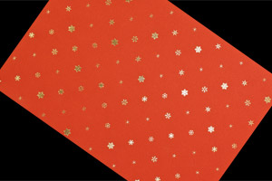 箔押し遊び紙 赤 雪の結晶 銀箔