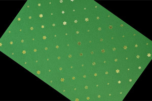 箔押し遊び紙 緑 雪の結晶 銀箔