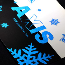メタリックプレミアム加工を施したAXISのロゴ　ブルー
