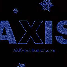 メタリックプレミアム加工を施したAXISのロゴ　ブルー